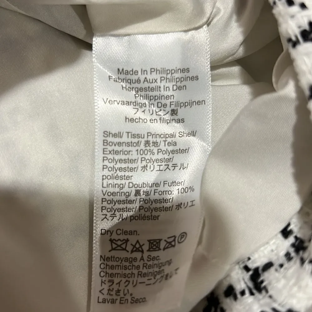 J. Crew Factory Tweed collared lady jacket Black and White NWT